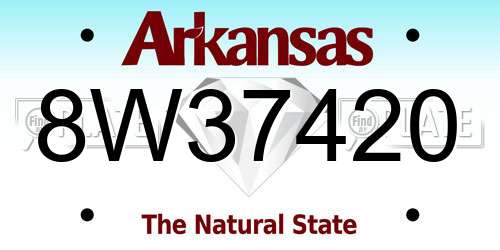 8W37420 Arkansas License Plate