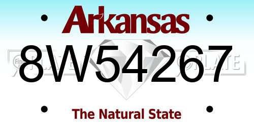 8W54267 Arkansas License Plate