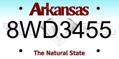 8WD3455 Arkansas License Plate