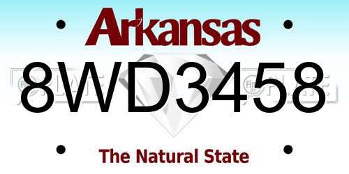 8WD3458 Arkansas License Plate