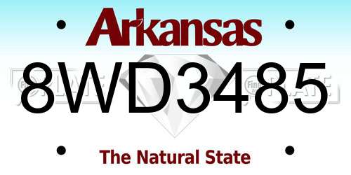 8WD3485 Arkansas License Plate