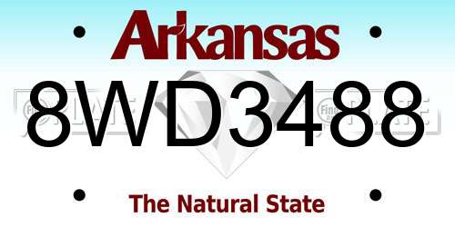 8WD3488 Arkansas License Plate