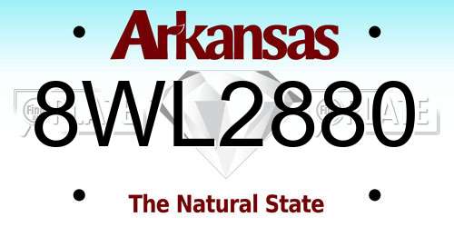 8WL2880 Arkansas License Plate