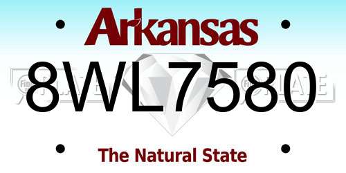 8WL7580 Arkansas License Plate