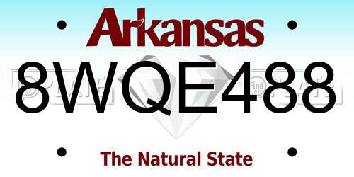 8WQE488 Arkansas License Plate
