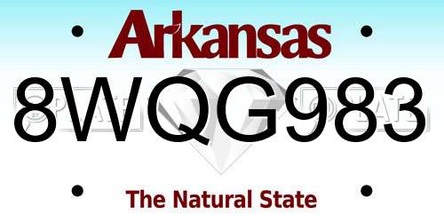 8WQG983 Arkansas License Plate