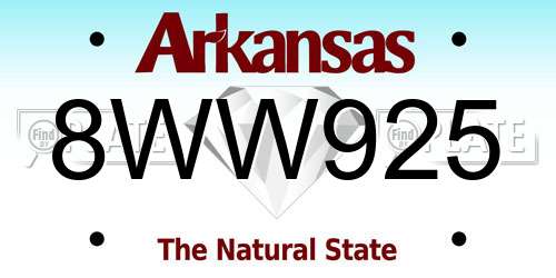 8WW925 Arkansas License Plate