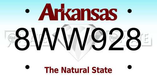 8WW928 Arkansas License Plate