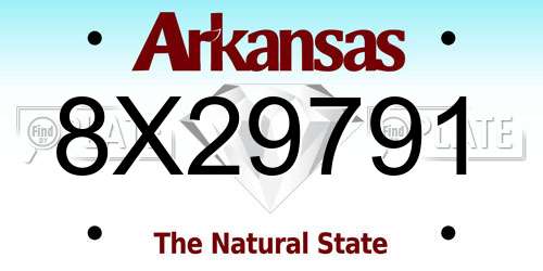 8X29791 Arkansas License Plate
