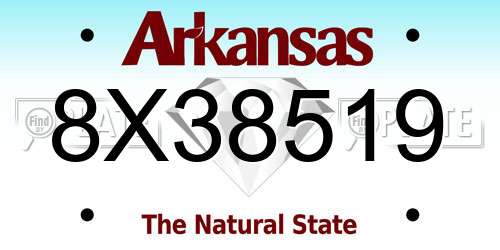 8X38519 Arkansas License Plate
