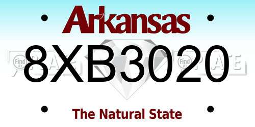 8XB3020 Arkansas License Plate
