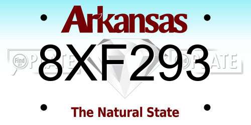 8XF293 Arkansas License Plate