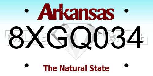 8XGQ034 Arkansas License Plate