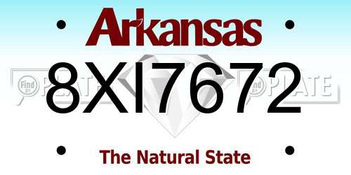 8XI7672 Arkansas License Plate