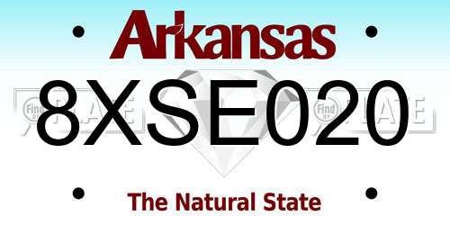 8XSE020 Arkansas License Plate