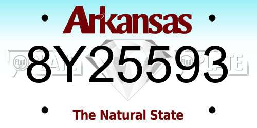 8Y25593 Arkansas License Plate