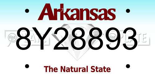 8Y28893 Arkansas License Plate