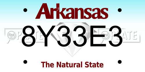 8Y33E3 Arkansas License Plate