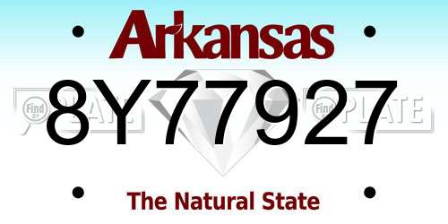 8Y77927 Arkansas License Plate