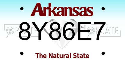 8Y86E7 Arkansas License Plate
