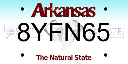 8YFN65 Arkansas License Plate