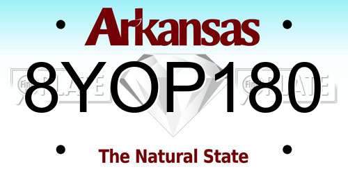 8YOP180 Arkansas License Plate