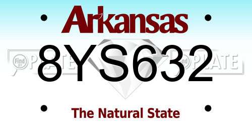 8YS632 Arkansas License Plate