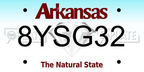 8YSG32 Arkansas License Plate