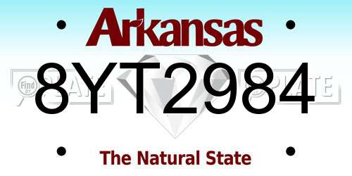 8YT2984 Arkansas License Plate