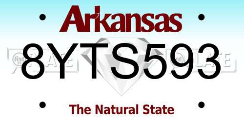8YTS593 Arkansas License Plate