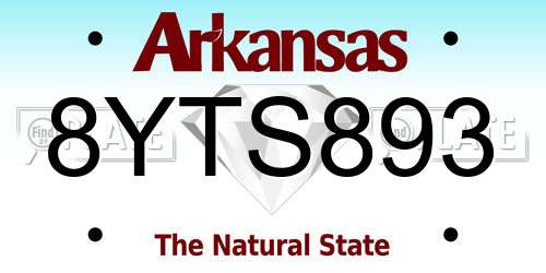 8YTS893 Arkansas License Plate