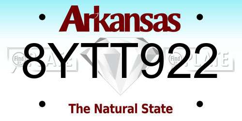 8YTT922 Arkansas License Plate