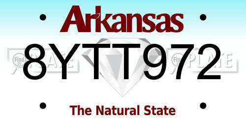 8YTT972 Arkansas License Plate