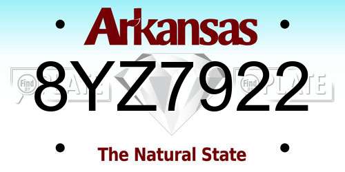 8YZ7922 Arkansas License Plate