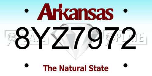 8YZ7972 Arkansas License Plate