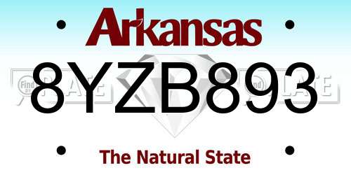 8YZB893 Arkansas License Plate