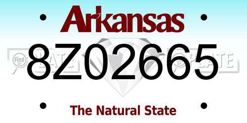 8Z02665 Arkansas License Plate