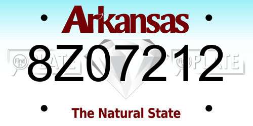 8Z07212 Arkansas License Plate