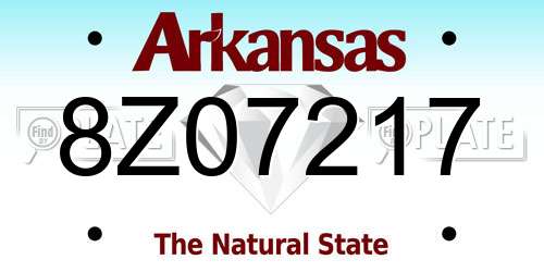 8Z07217 Arkansas License Plate