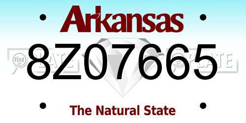 8Z07665 Arkansas License Plate