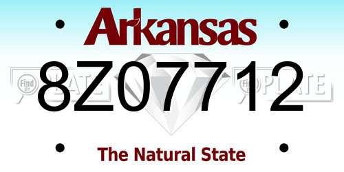 8Z07712 Arkansas License Plate