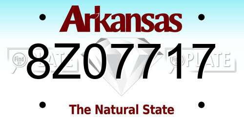 8Z07717 Arkansas License Plate