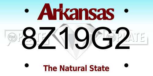 8Z19G2 Arkansas License Plate