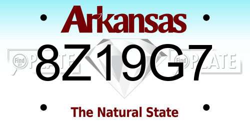 8Z19G7 Arkansas License Plate