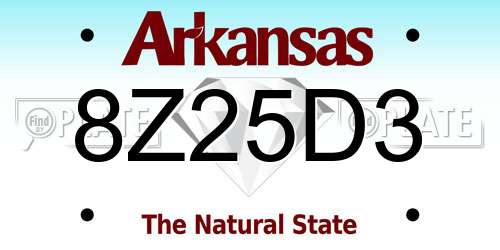 8Z25D3 Arkansas License Plate