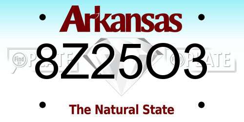 8Z25O3 Arkansas License Plate