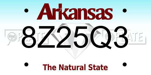 8Z25Q3 Arkansas License Plate