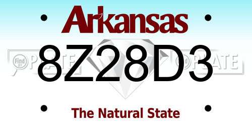 8Z28D3 Arkansas License Plate