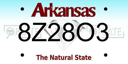 8Z28O3 Arkansas License Plate