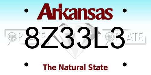 8Z33L3 Arkansas License Plate